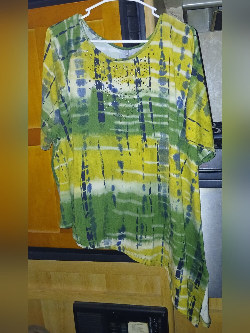 New Directions Weekend Tie Dye  Assymentrical Oversized Blouse Top Tunic Size 1X